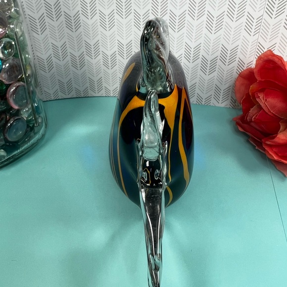 Angel Fish Art Glass Paperweight Blue, Yellow and Clear Blown Glass - Picture 3 of 8